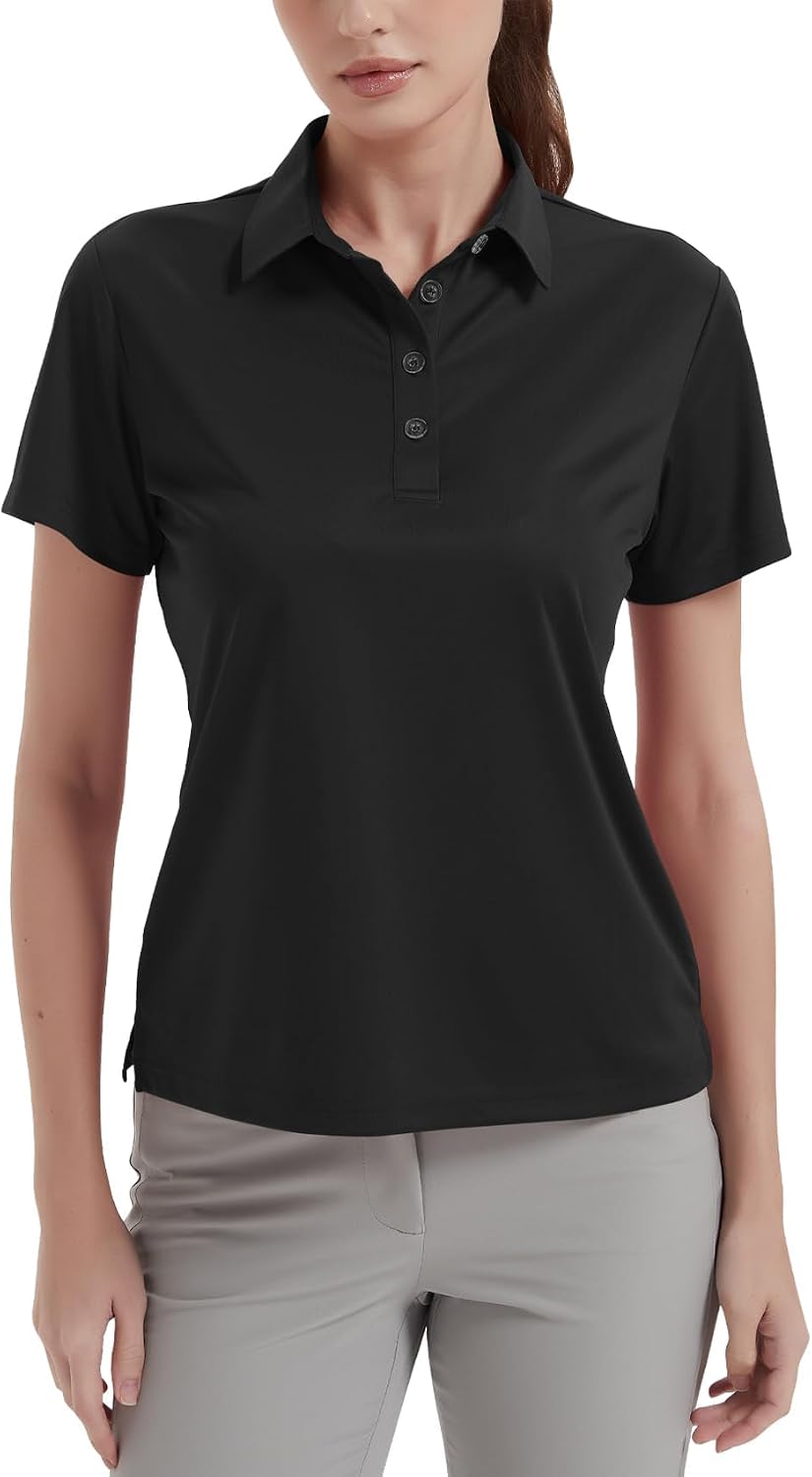 Women's Polo Shirts UPF 50 Casual Work Quick Dry 4 Buttons Short Sleeve Collared Golf Shirt