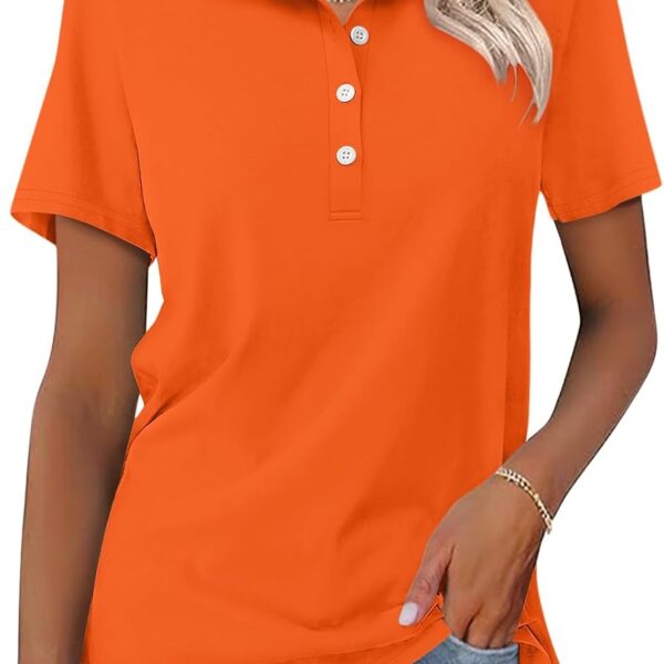 Womens Polo Shirts Short Sleeve Button Lapel Collared Summer Tops Business Casual Basic Tees