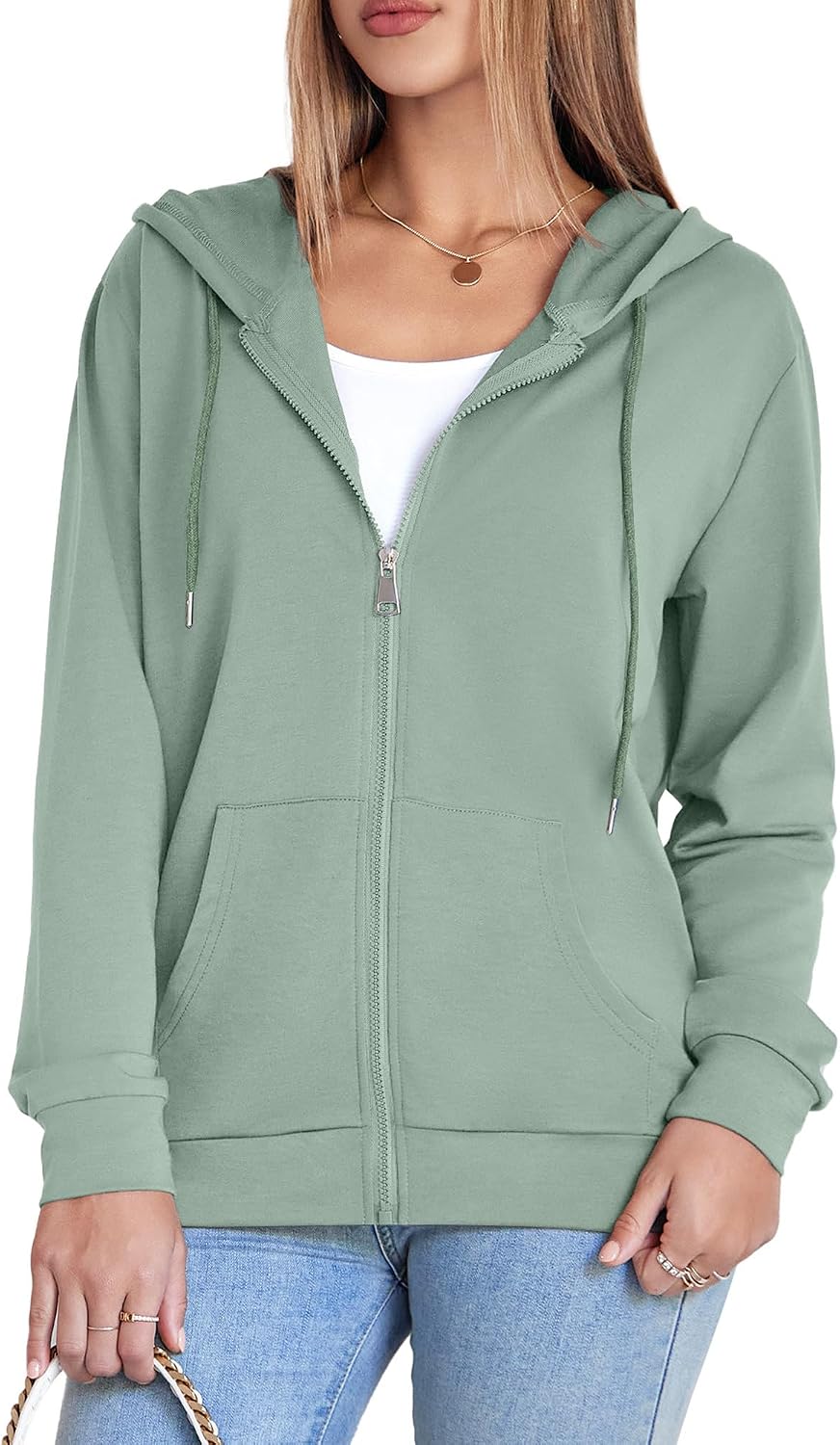 Womens Zip Up Hoodies Long Sleeve Hooded Sweatshirts Y2K Fall Fashion Clothes Casual Trendy Jacket