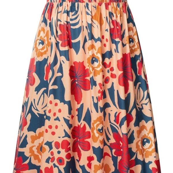 Summer Dresses for Women Vacation Smocked Floral Maxi Dress Boho Beach Sundress with Pocket Fashion Clothing